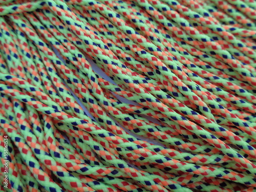 Close up prusik rope texture. Prusik  rope sometime used as rope bracelet.