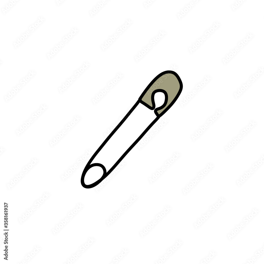 sewing safety pin doodle icon, vector illustration sewing safety pin doodle icon, vector illustration