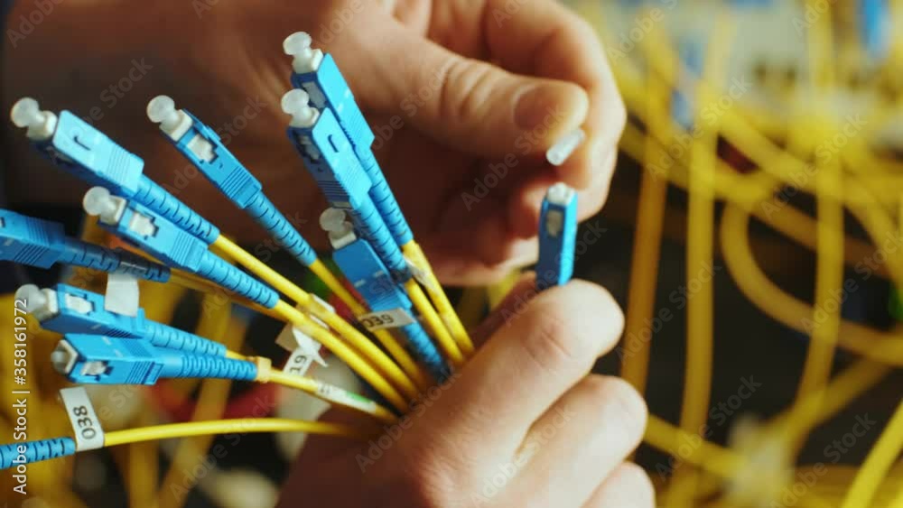 Networking service. network engineer administrator checking server hardware equipment of data center