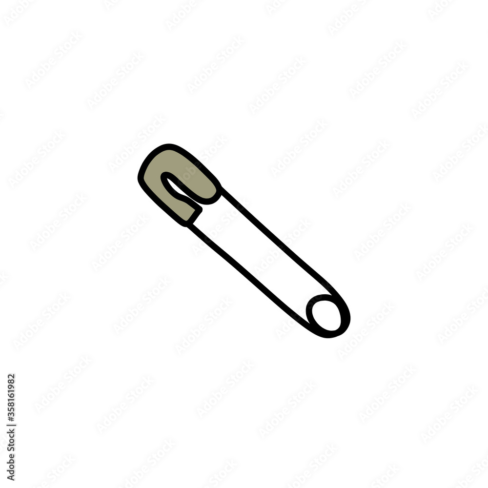 sewing safety pin doodle icon, vector illustration