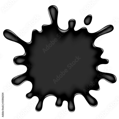 Splash and black blot of ink isolated on white
