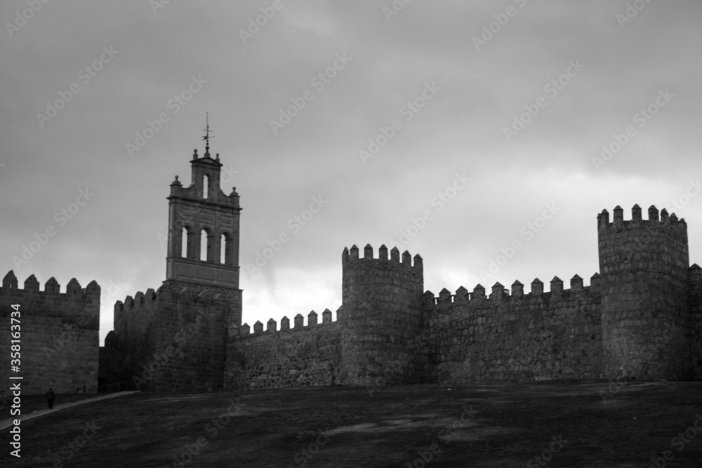 Ávila, Castile and León, Spain - Jul 2011
Prominent medieval town walls, built in the Romanesque style