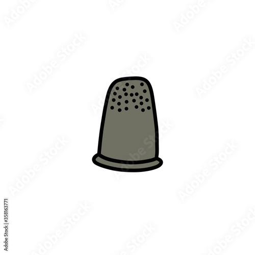 thimble for sewing doodle icon, vector illustration