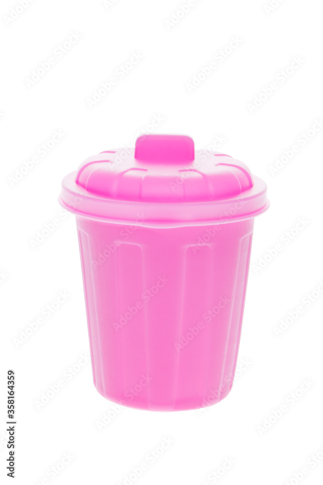 petite poubelle rose sur fond blanc petite poubelle rose sur fond blanc