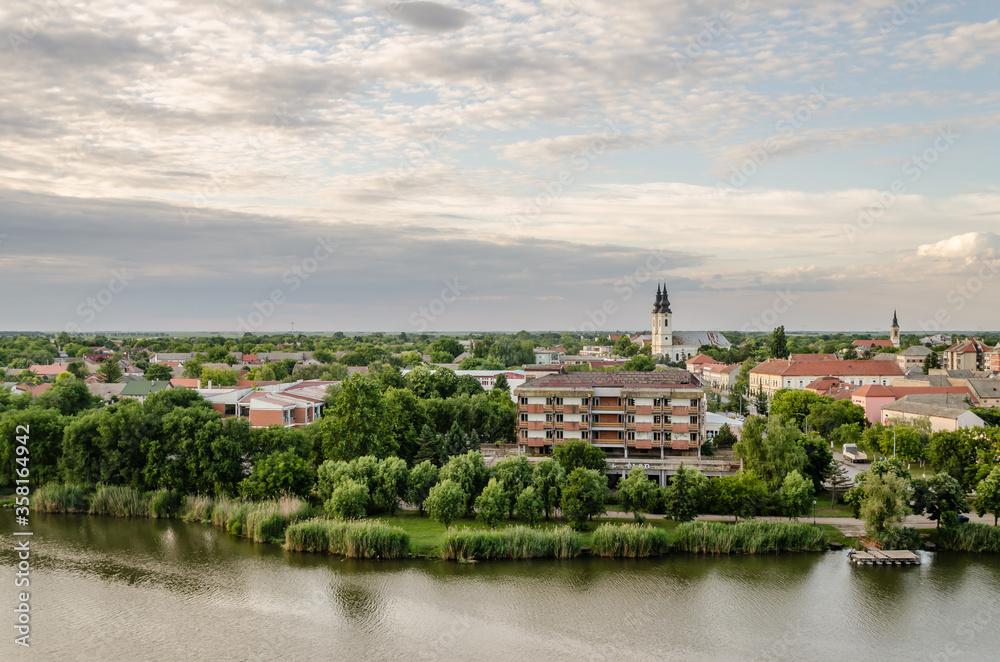 Novi Sad, Serbia - May 31. 2020: Panorama of the Vojvodina town of Srbobran 