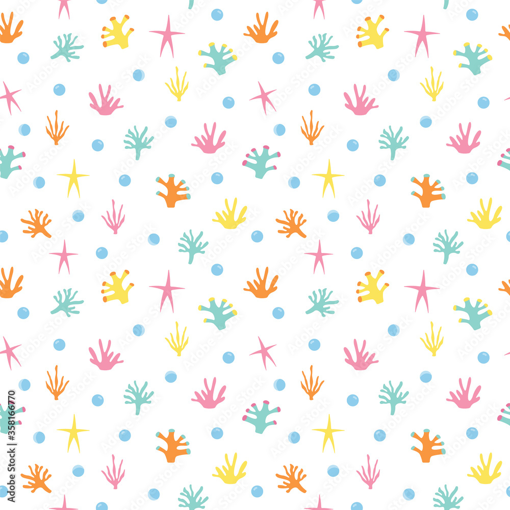 Vector seamless pattern of colorful coral.