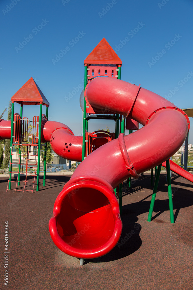 Outdoor children playground in a city park