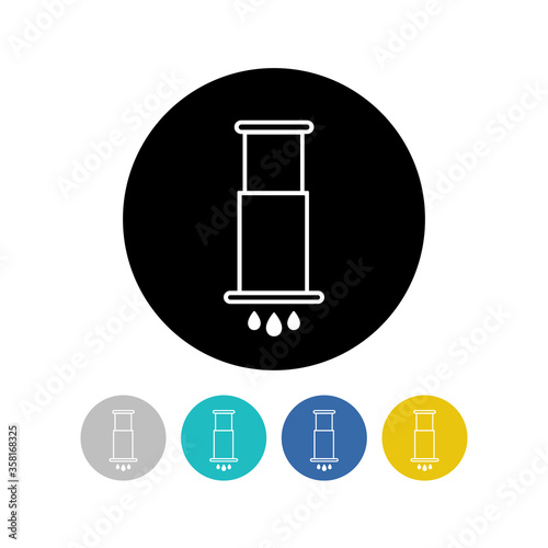aeropress flat icons set, vector color illustration