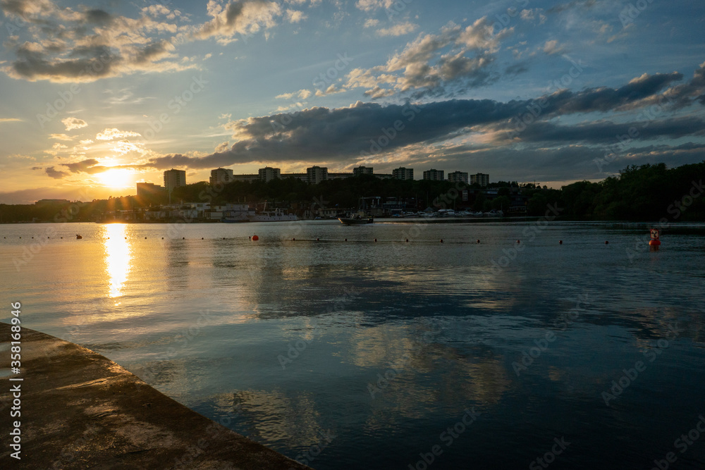 Sunset at stockholm, sweden lake
