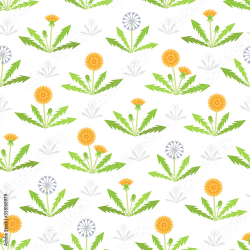 Seamless background with dandelions
