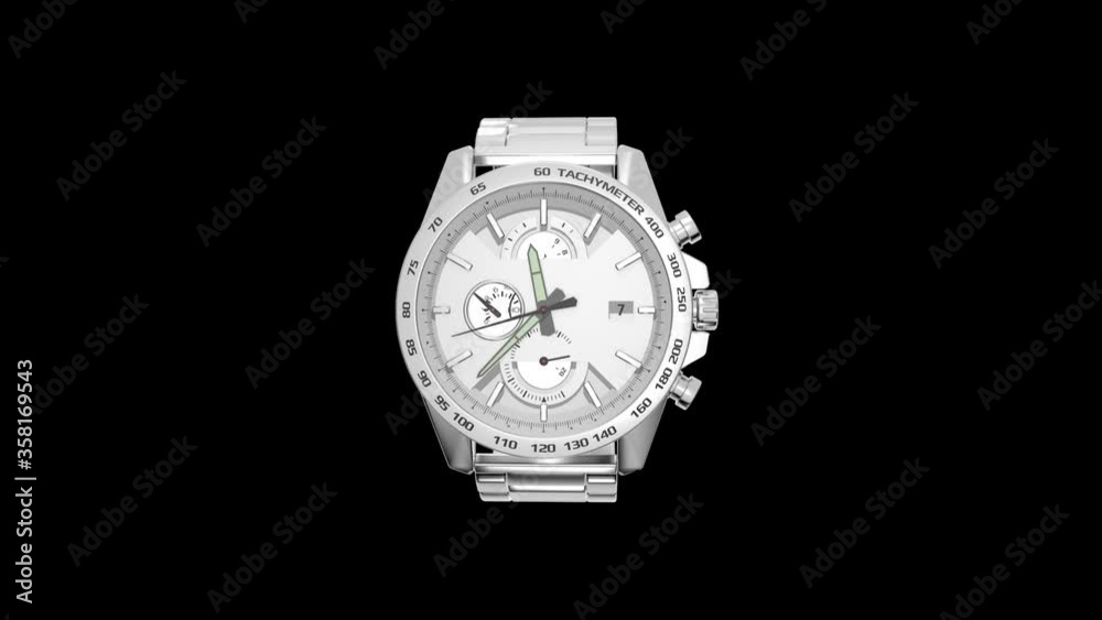 3D model mechanical wrist watch shape animation | Time running clock motion design on transparent background