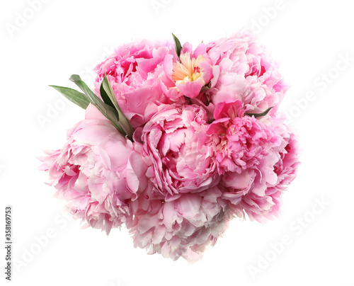 Fototapeta Naklejka Na Ścianę i Meble -  Bouquet of beautiful peonies on white background