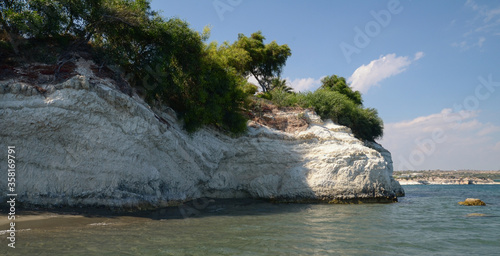 Spectacular sea rock formation in the Governor's beach, it is located between Limassol and Larnaca. Pentakomo, Cyprus