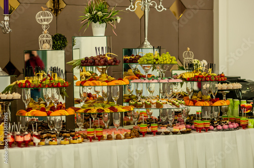 Fruit slicing at the wedding buffet