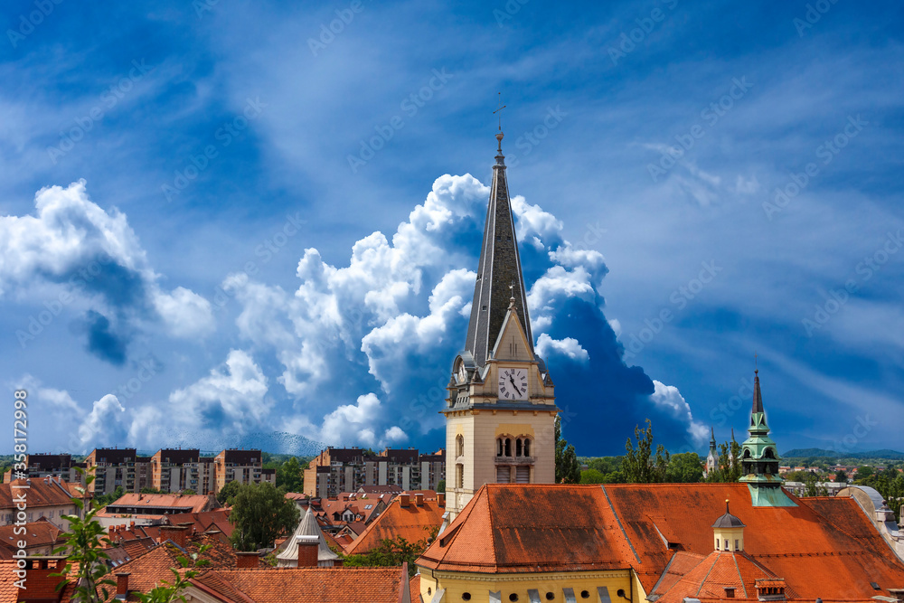 view of the old town of Ljubljana