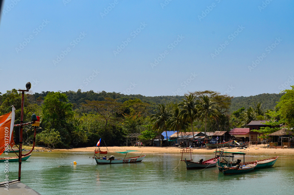 Harbour of Sihanoukville, boats on shore