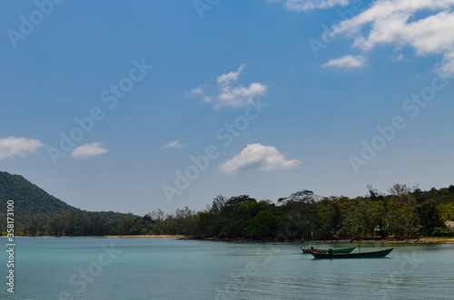 Shore of Sihanoukville under a blue sky