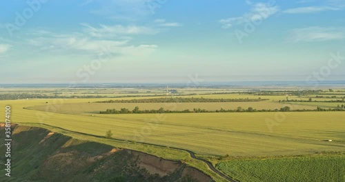 Wallpaper Mural Agricultural fields, aerial view. Spring day, beautiful landscape from drone. Torontodigital.ca