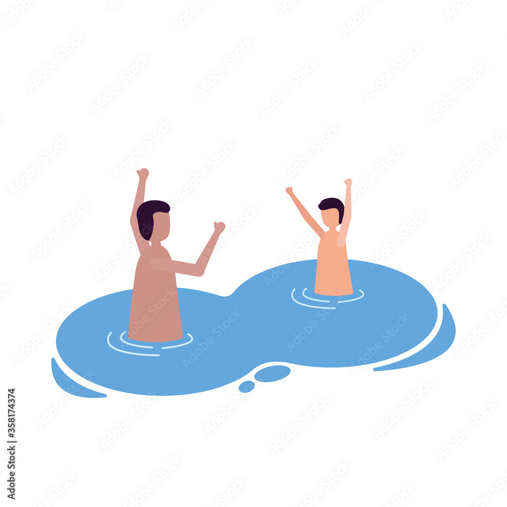 Boys kids on pool vector design Boys kids on pool vector design