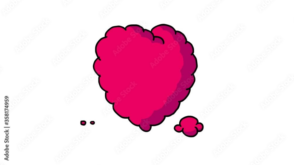 Red cloud cartoon heart rotating on white background. Good for any love theme.