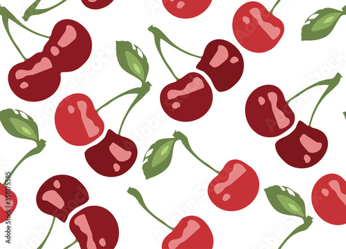 vector seamless pattern with cherry berries