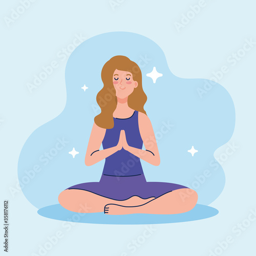 woman meditating, concept for yoga, meditation, relax, healthy lifestyle vector illustration design