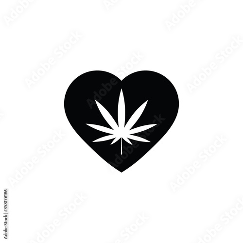 medical marijuana  icon therapy logo cannabis leaf in heart