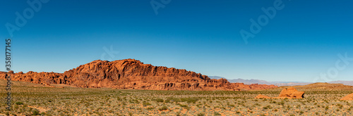 Panorama of the red rocks in Valley of Fire, Nevada