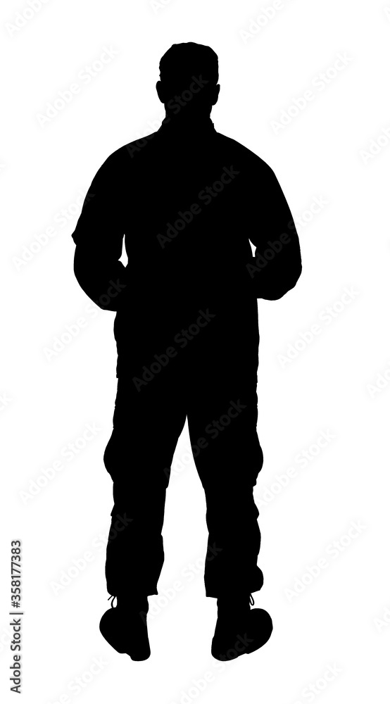 Silhouette of soldier in uniform on white background. Military service Silhouette of soldier in uniform on white background. Military service