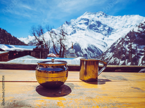 A cup of tea in the middle of Himalayas