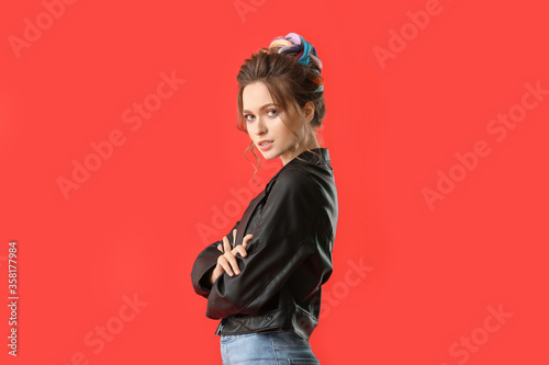 Beautiful young woman with ...