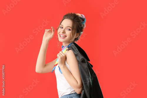Beautiful young woman with ...