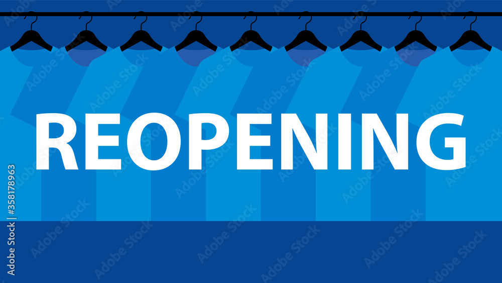 Reopening concept. Clothes rack with tshirts. Retail business after