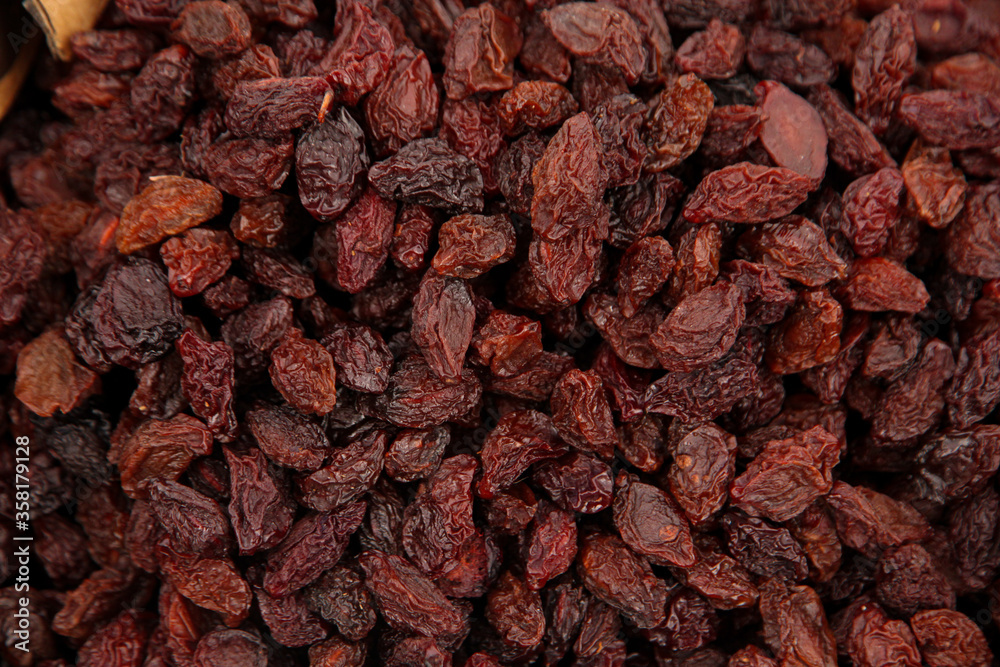 Dried brown sultanas in the stock for purchasing Dried brown sultanas in the stock for purchasing