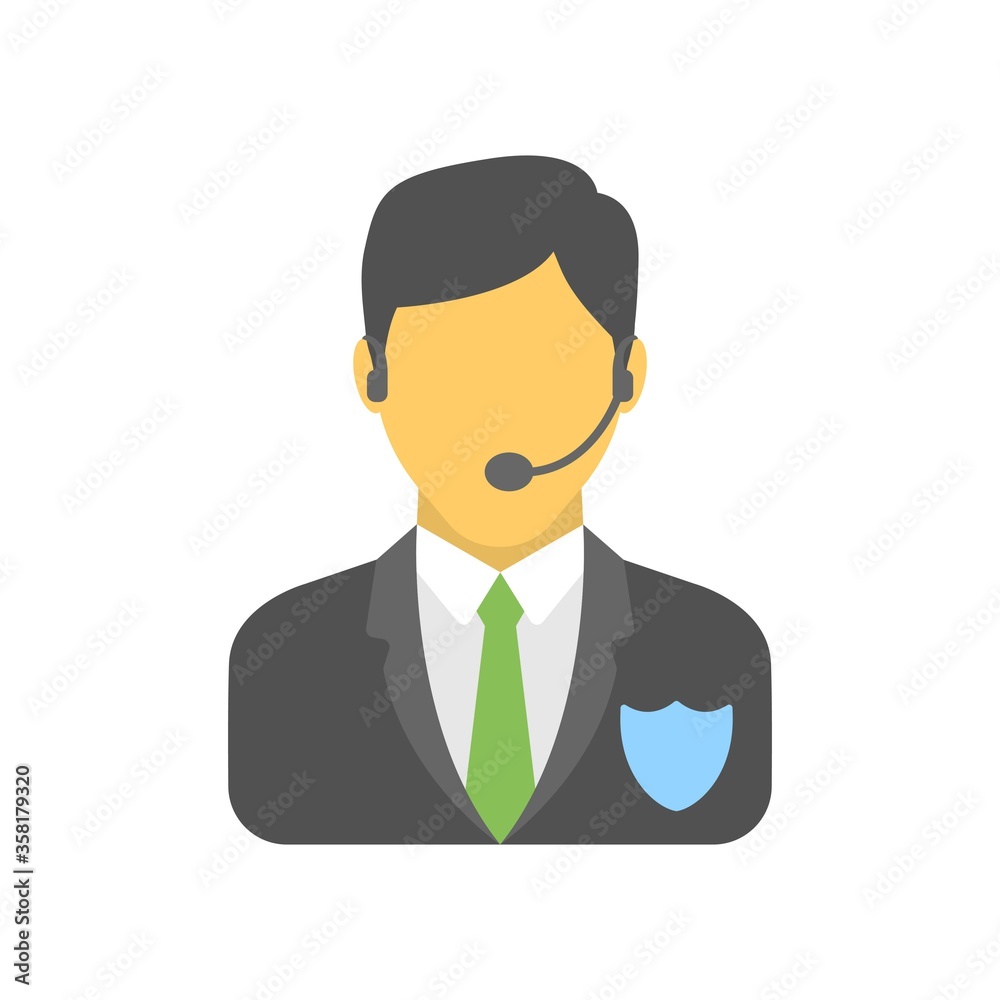 Call center operator icon in flat design style. Customer support representative sign. Call center operator icon in flat design style. Customer support representative sign.