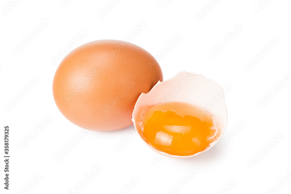 broken chicken egg isolated on a white background broken chicken egg isolated on a white background