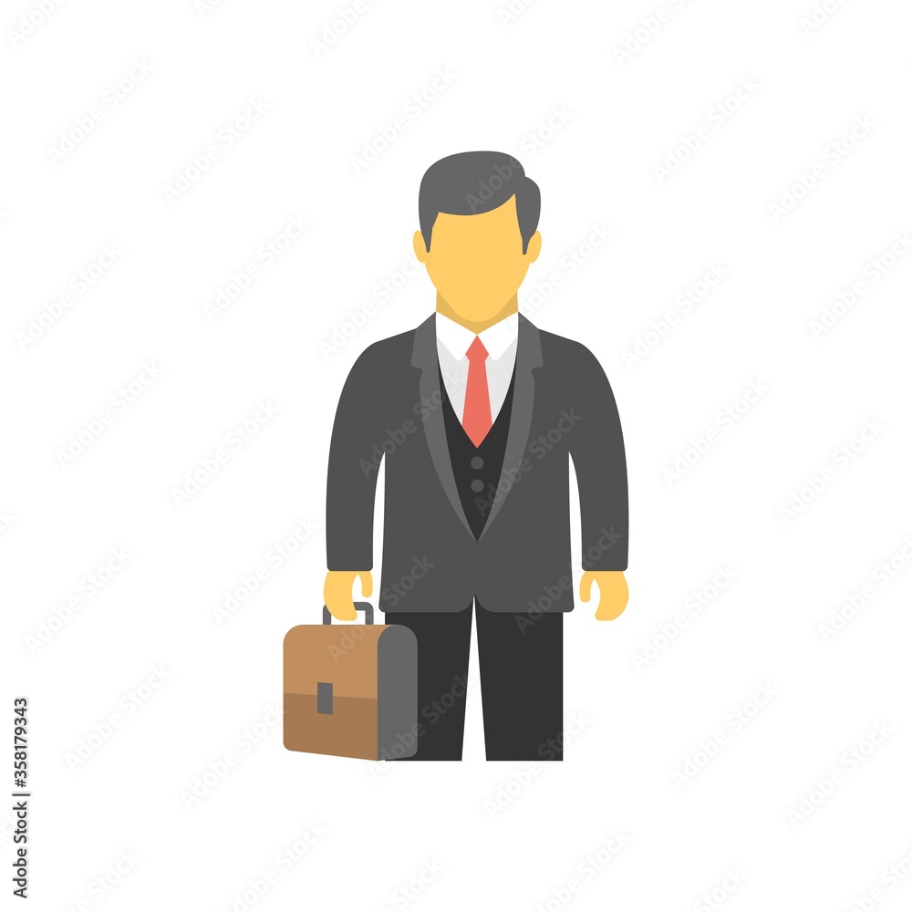Businessman in suit with briefcase icon illustration. Flat icon for web and mobile design element. Businessman in suit with briefcase icon illustration. Flat icon for web and mobile design element.
