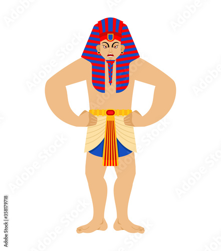 Pharaoh angry. Rulers of ancient Egypt evil. Vector illustration