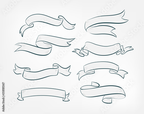set ribbons vector design elements isolated decorative set