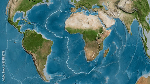 African tectonic plate - outlined. Satellite