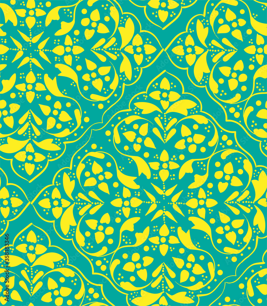 blue indian traditional oriental geometric vector seamless pattern