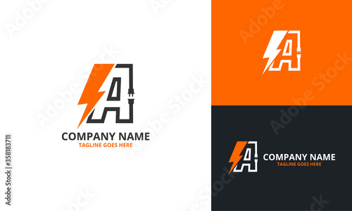Flash A Letter Logo Icon Template. Illustration vector graphic. Design concept Electrical Bolt With Initial A Letter Logo Design. Perfect for corporate, technology, initial , community and more techno