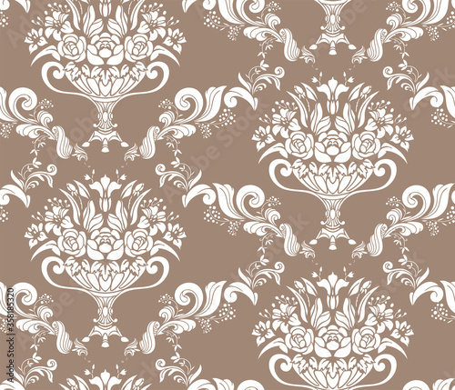 empire damask vector pattern vase flower