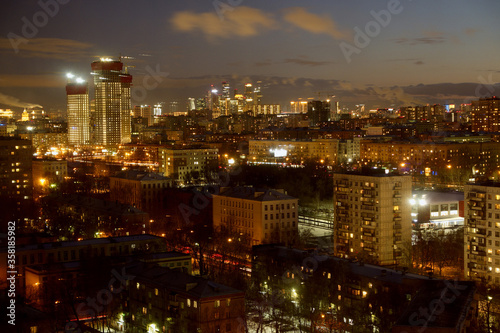 Night city. Moscow apartments at night. Business Center Moscow City. Moscow. Russia. © Anna