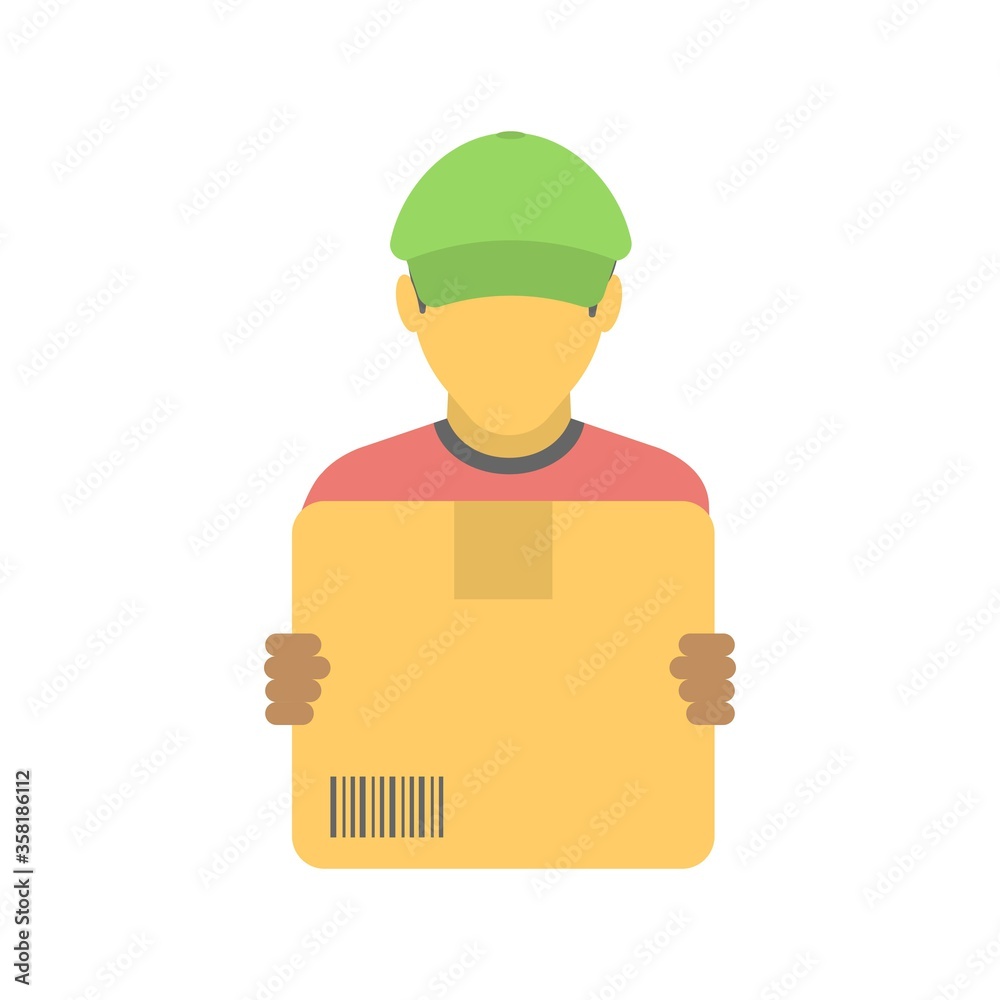Package delivery man icon in flat design style. Courier sign. Package delivery man icon in flat design style. Courier sign.