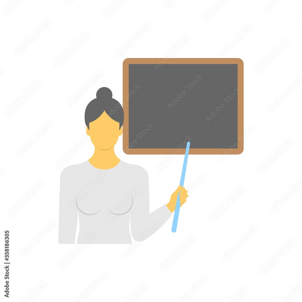 Female instructor icon in flat design style. Teacher icon.