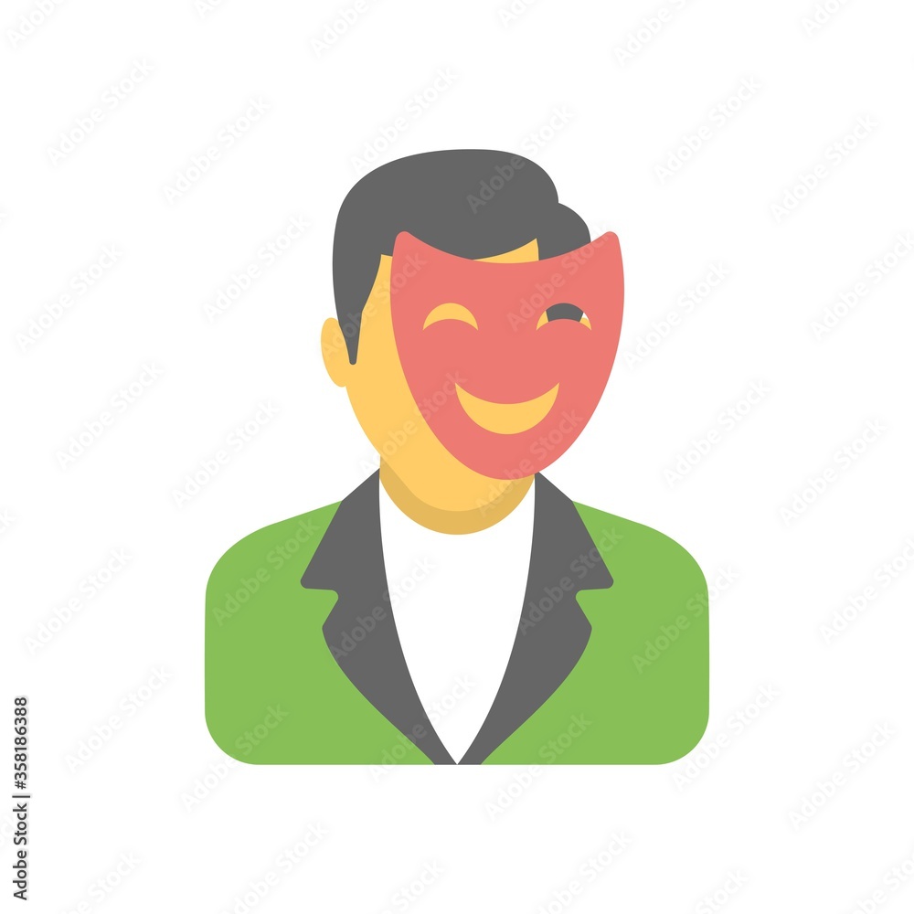 Theater actor icon in flat design style. Theater actor icon in flat design style.