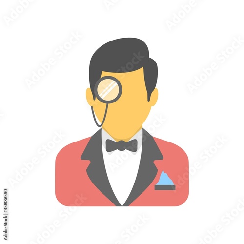 Jeweler icon in flat design style. Diamonds quality checker symbol.