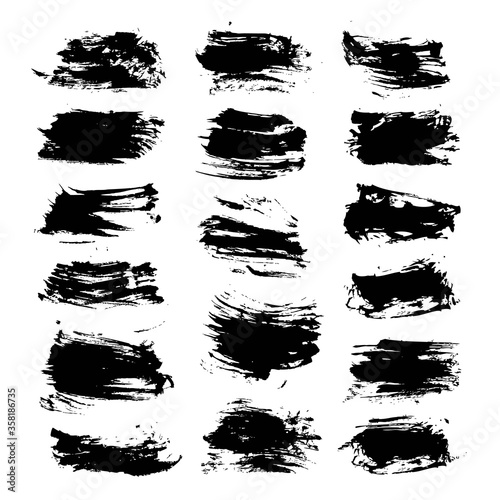 Set of strokes painted by brush vector objects isolated on a white background