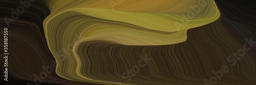 abstract and smooth landscape orientation graphic with waves. smooth swirl waves background design with very dark green  pastel brown and dark olive green color